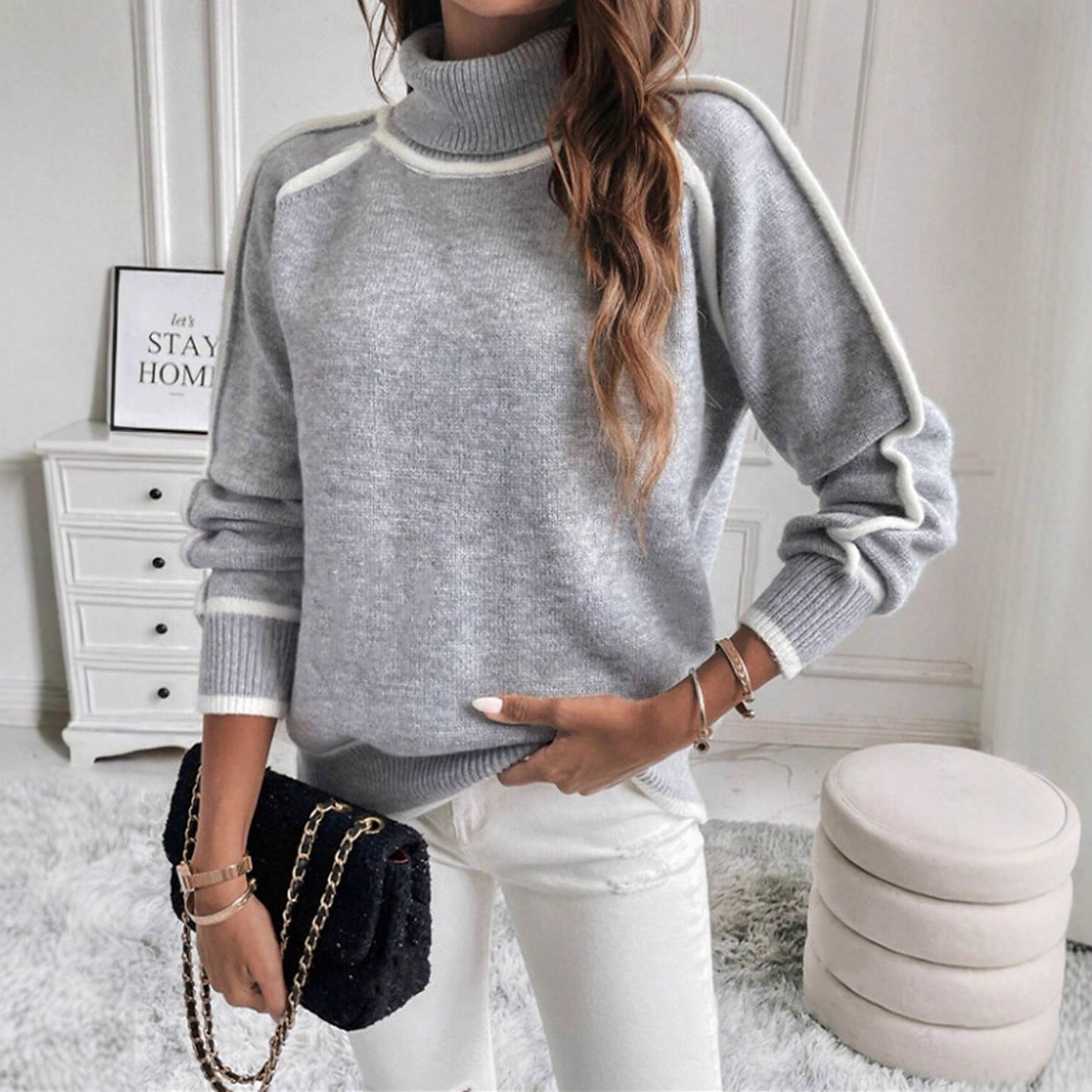 Round Neck Multicolor Loose Fashion Pullover Sweaters