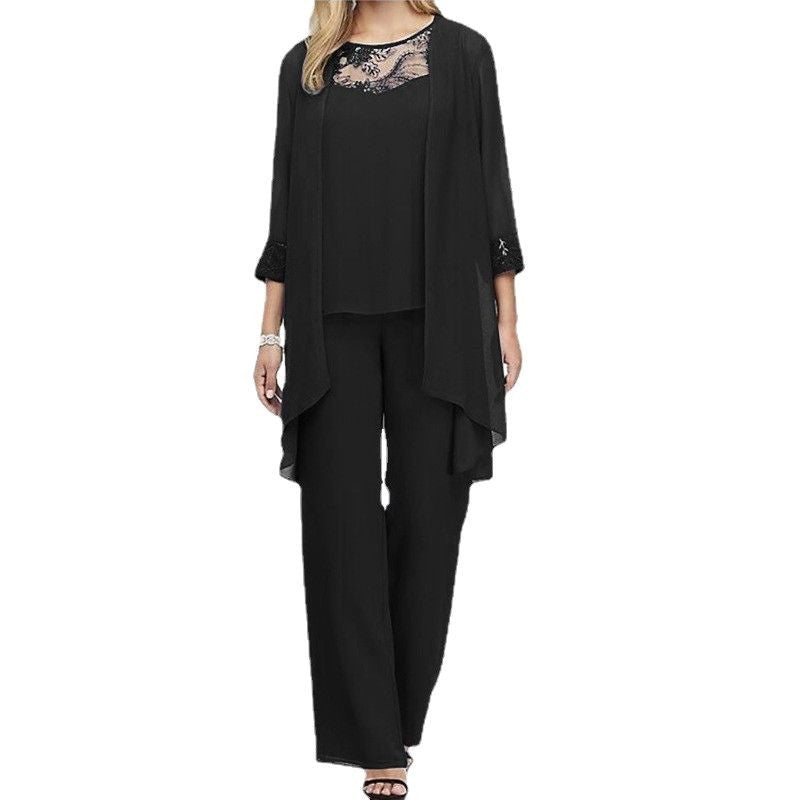 Women's Set Elegant Lace Slim Fit Patchwork Suits