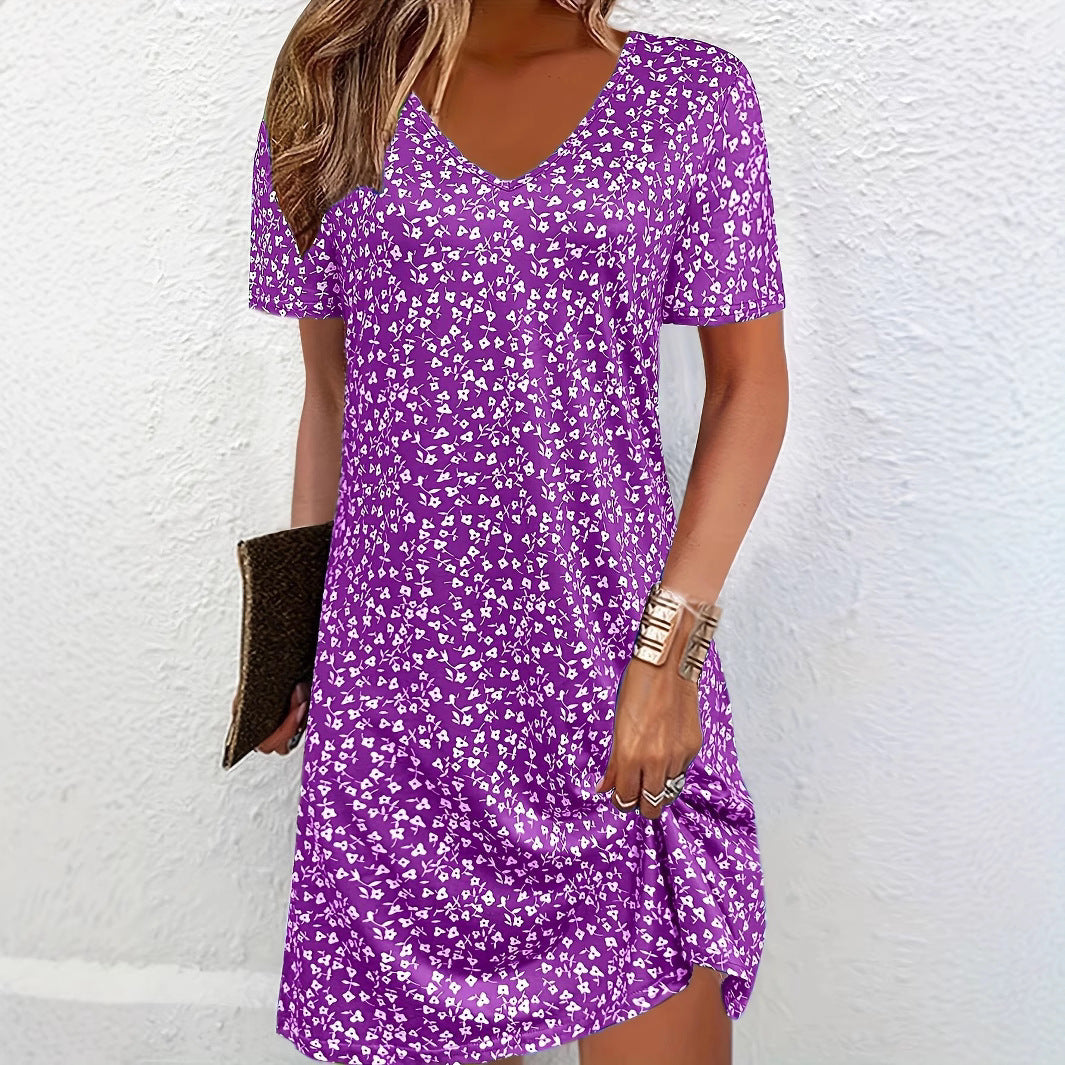 Durable Women's Summer Floral Print Sleeve Dress