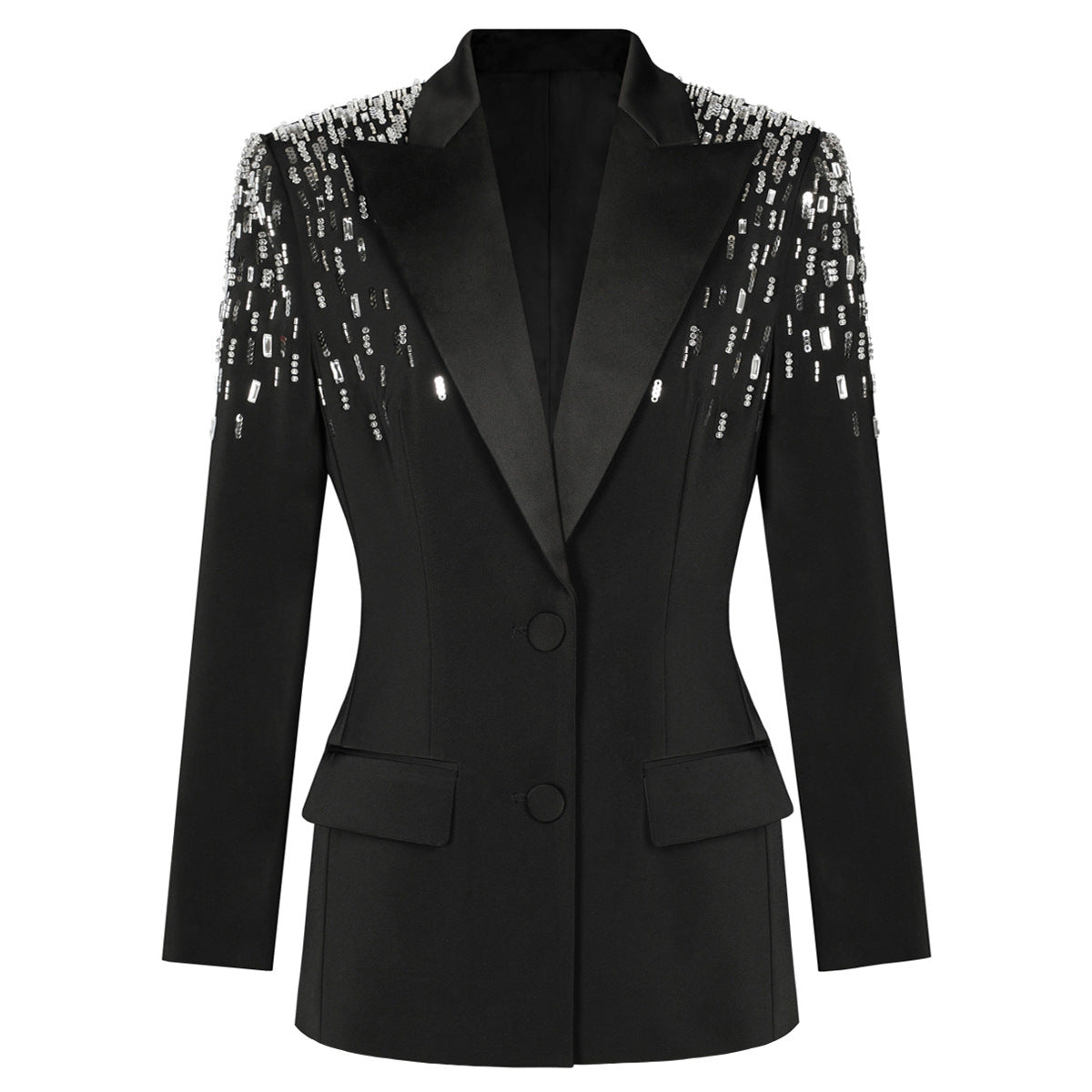 Women's Beads Rhinestones Waist Slimming Quality Business Blazers