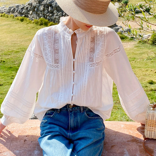 Women's Linen French Shirt Long Sleeve Niche Blouses
