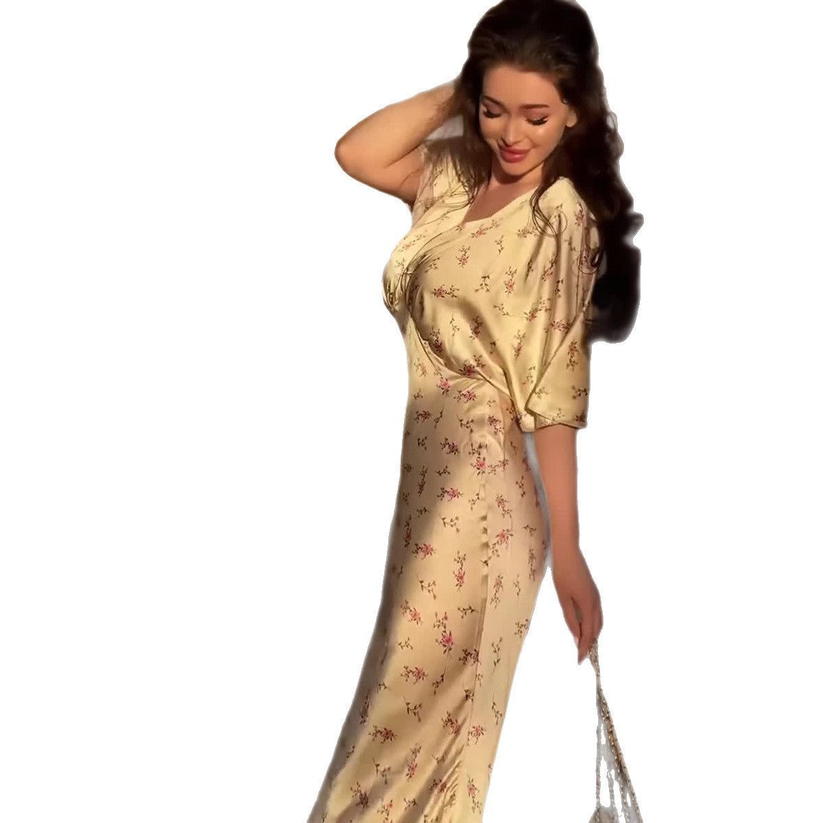 Summer Retro Sexy Elegant Sleeve Smooth Dresses