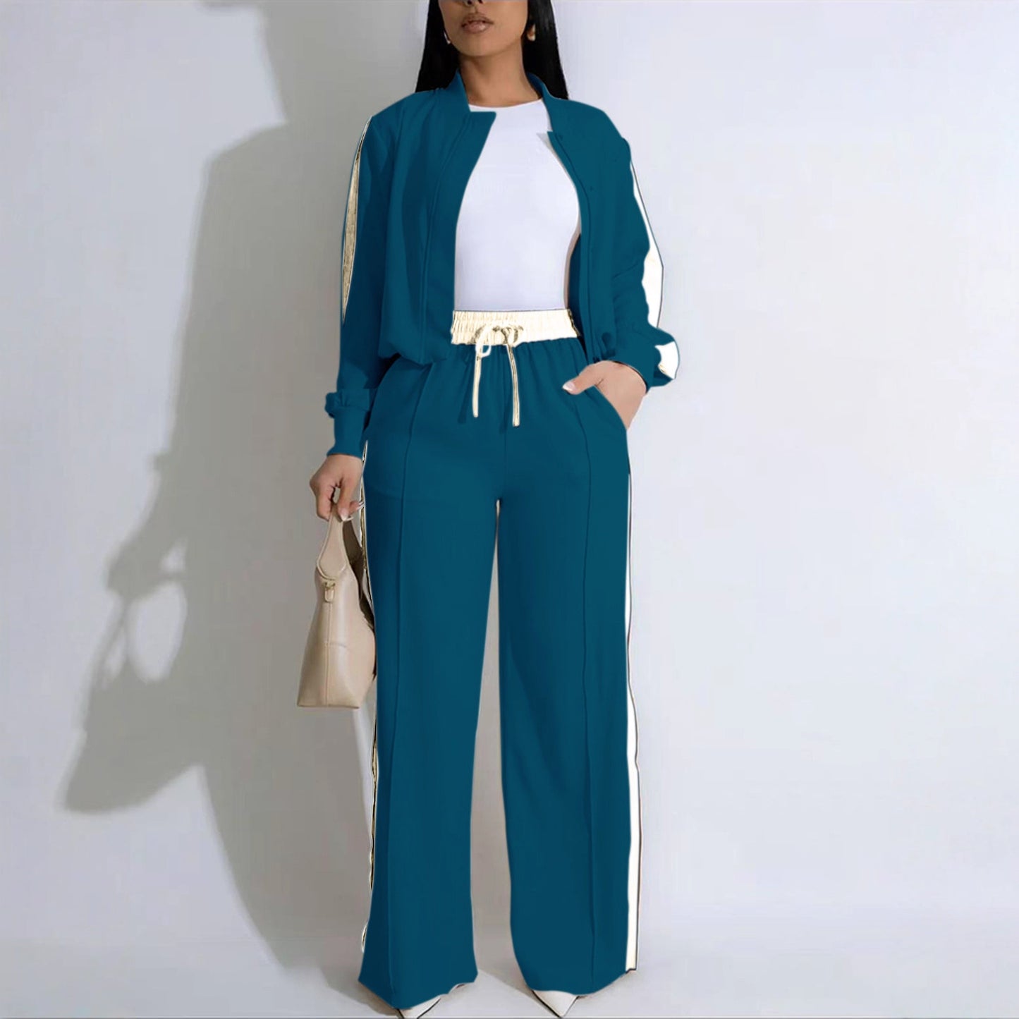 Elegant Attractive Innovative Women's Ribbon Long-sleeved Fashion Casual Suit
