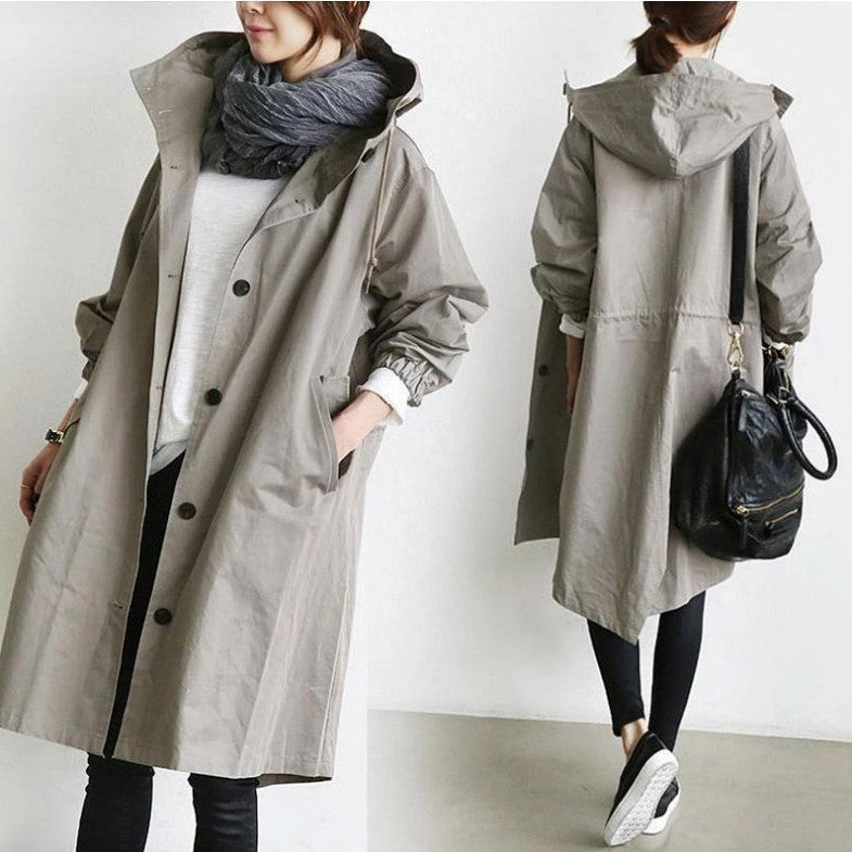 Women's Windbreaker Mid-length Small Temperament Color Long Coats