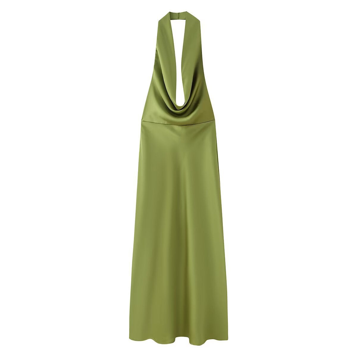 Women's Spring Elegant Backless Silk Satin Texture Dresses