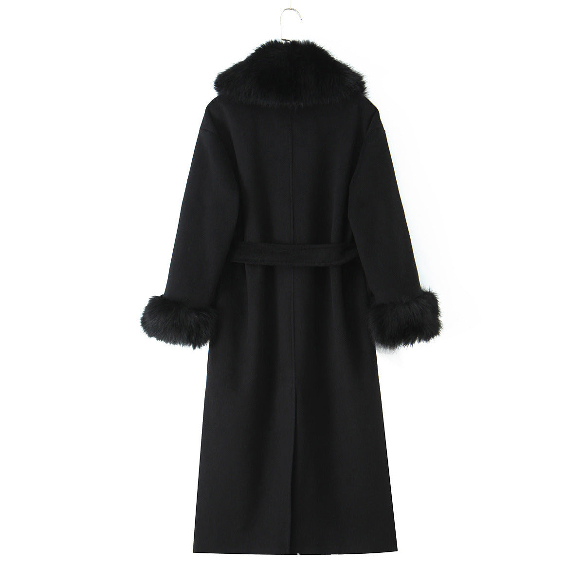 Women's Elegant Black Fashion Big Fur Collar Coats
