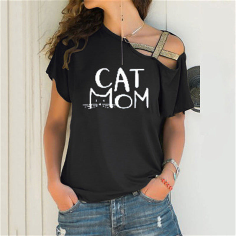 Women's Casual Cross Irregular Short-sleeved T-shirt Blouses