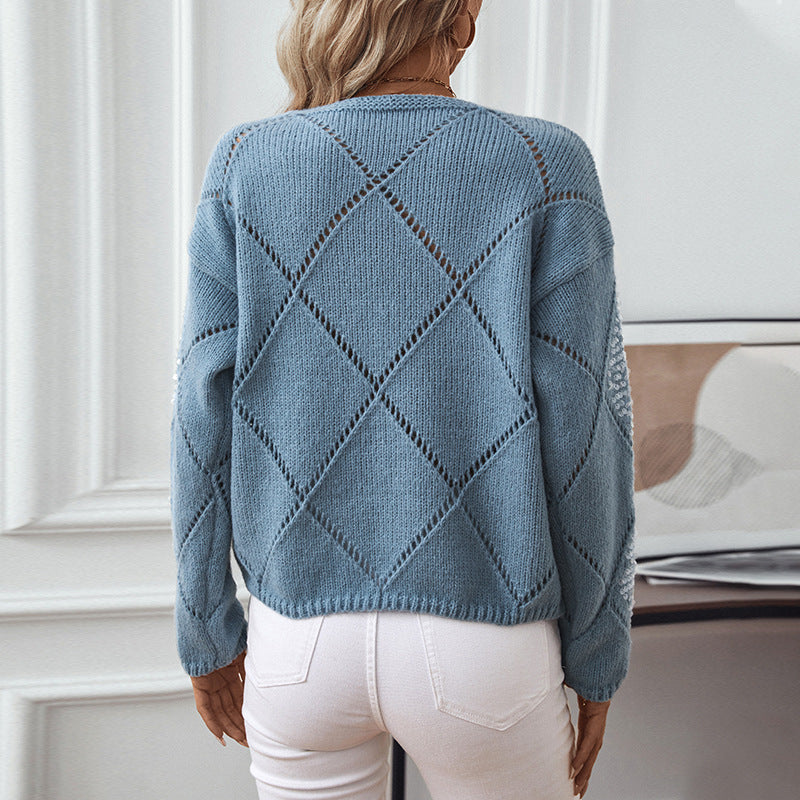 Women's Fashion Sequined Rhombus Pullover Loose Sweater