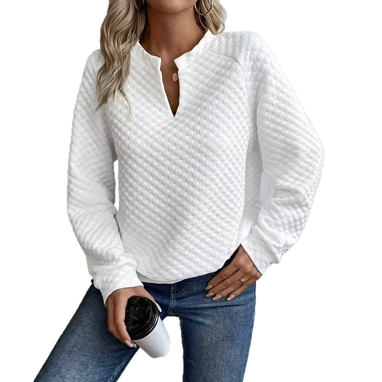 Women's Autumn Solid Color Deep Stitching Long Sleeve Women's Sweater, Sweater