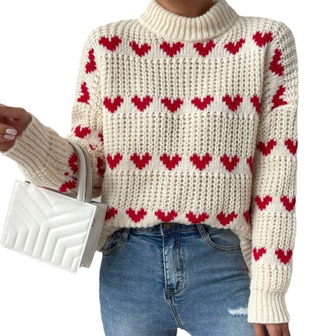 Women's Pullover Loose Love Jacquard For Sweaters