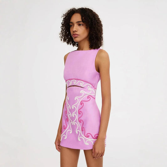 Women's Summer Sleeveless Slim Fit Slimming Embroidery Dresses