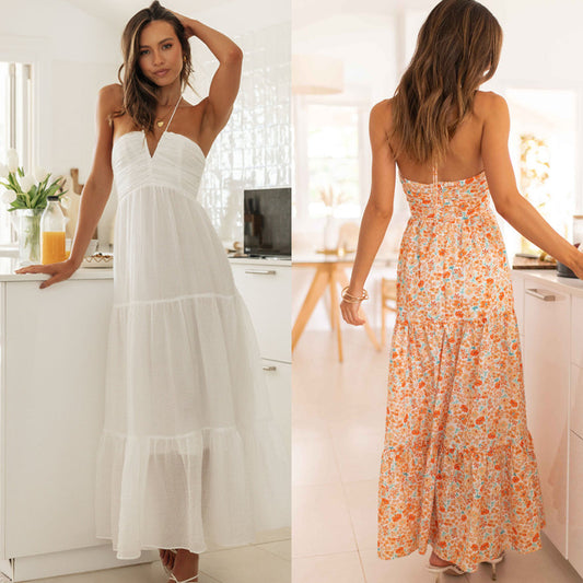 Women's Brace Long Dress Elegant Sleeveless Sling Dresses