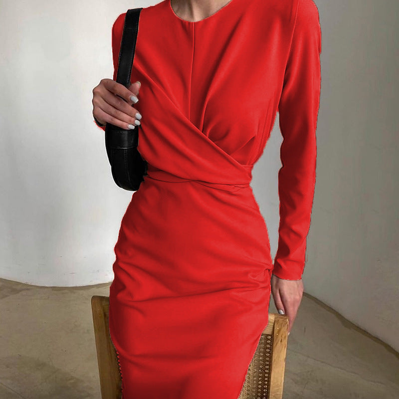 Women's Long Sleeve Autumn French Retro Slim Fit Slimming Dress