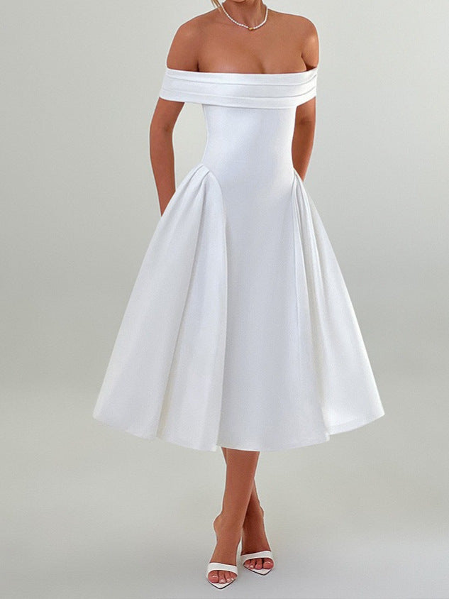 Women's Spring Fashion Sexy Backless Pure Color Dresses