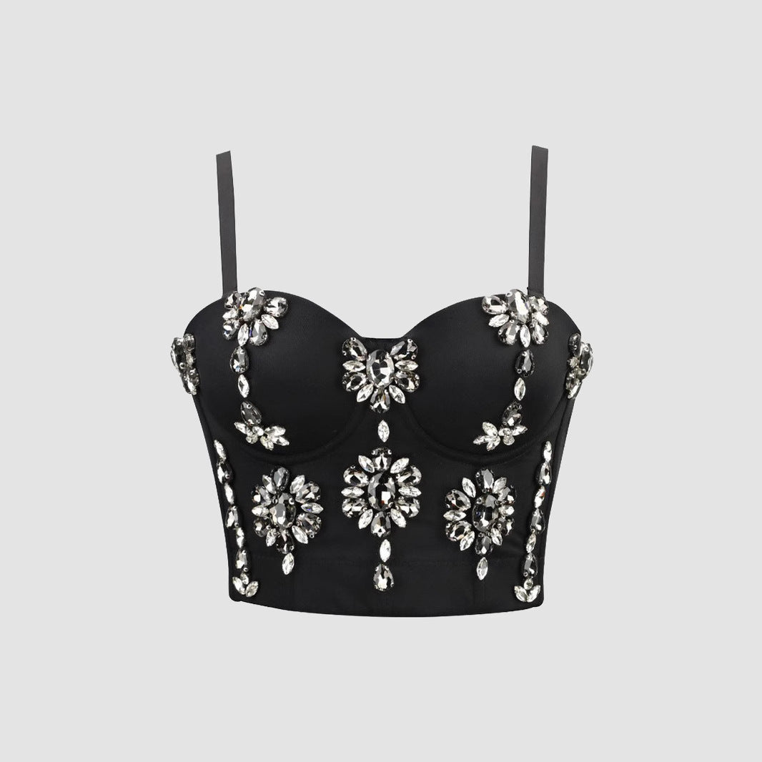 Decoration Spaghetti Strap Slim Fit Fishbone Tops