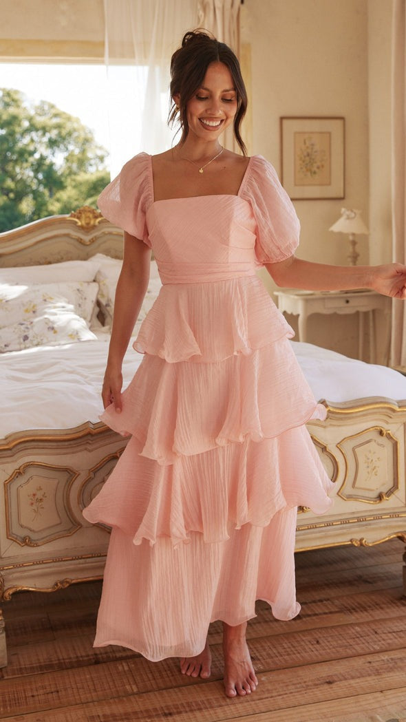 Fashion Backless Puff Sleeve Cake Dress Dresses