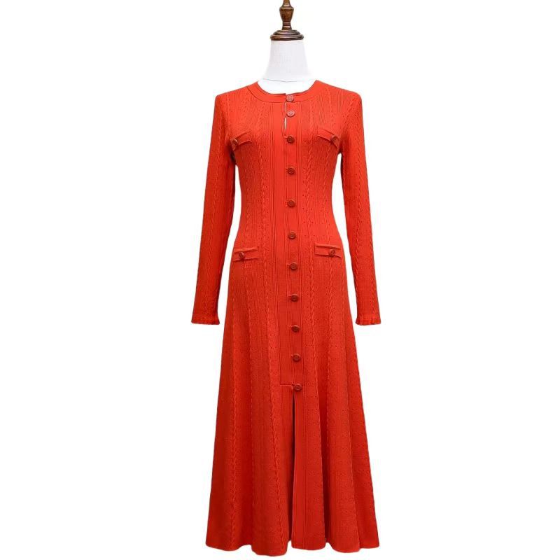 Dress Sleeve Single-breasted Elegant Floor Slim Dresses