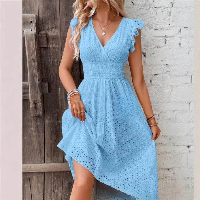 Graceful Women's Summer Ruffle Sleeve Elegant Dress