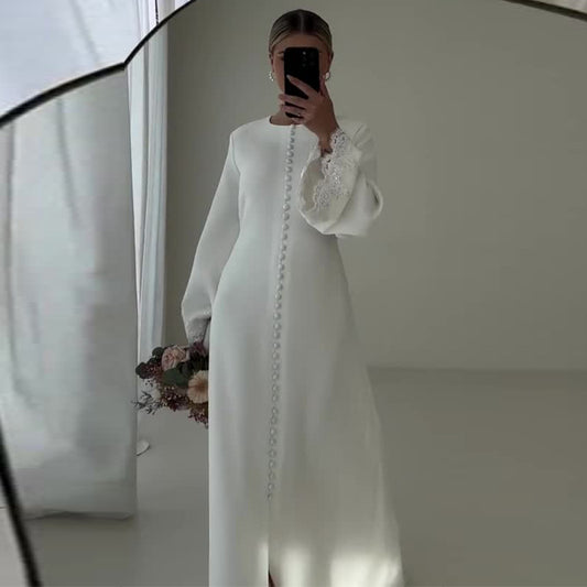 Color Round Neck Fashion Beaded Bell Dresses