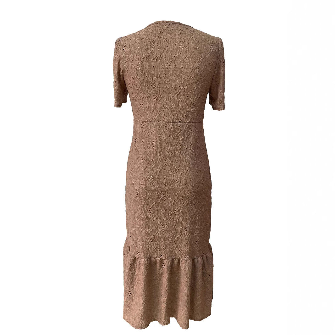 Women's Pan Collar Sleeve Solid Color Fashion Dress