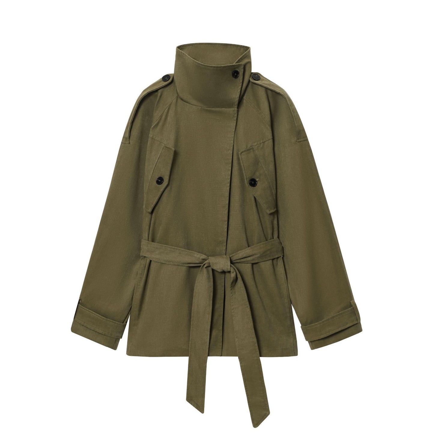 Women's Fashion Temperament Leisure Waistband Trench Coats
