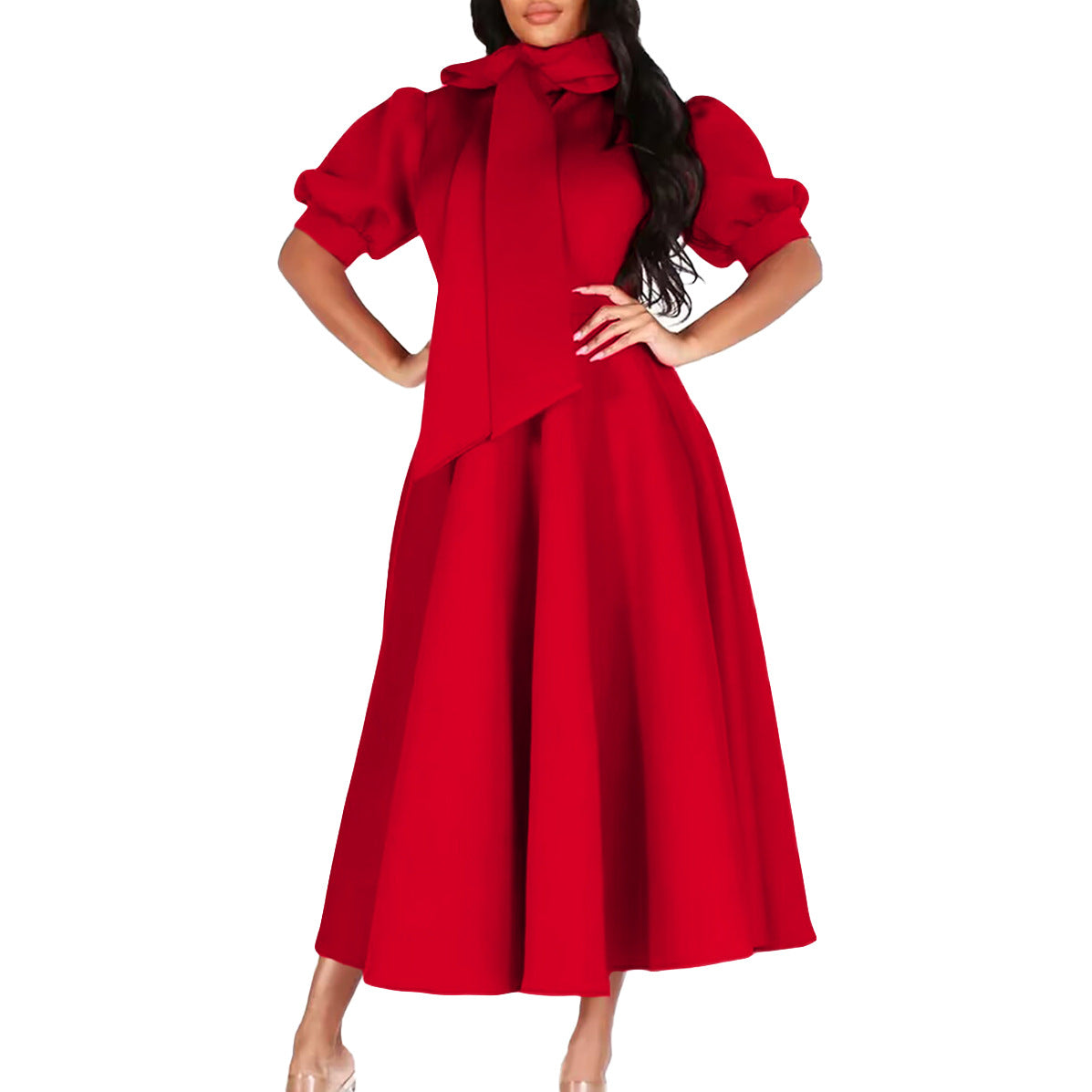 Color Design Sense Waist Trimming Lace Dress