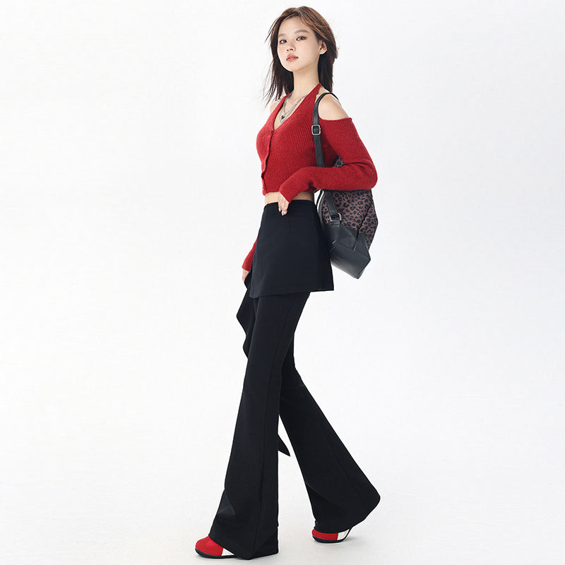 Women's Detachable Ruffled Irregular High Waist Slimming Pants