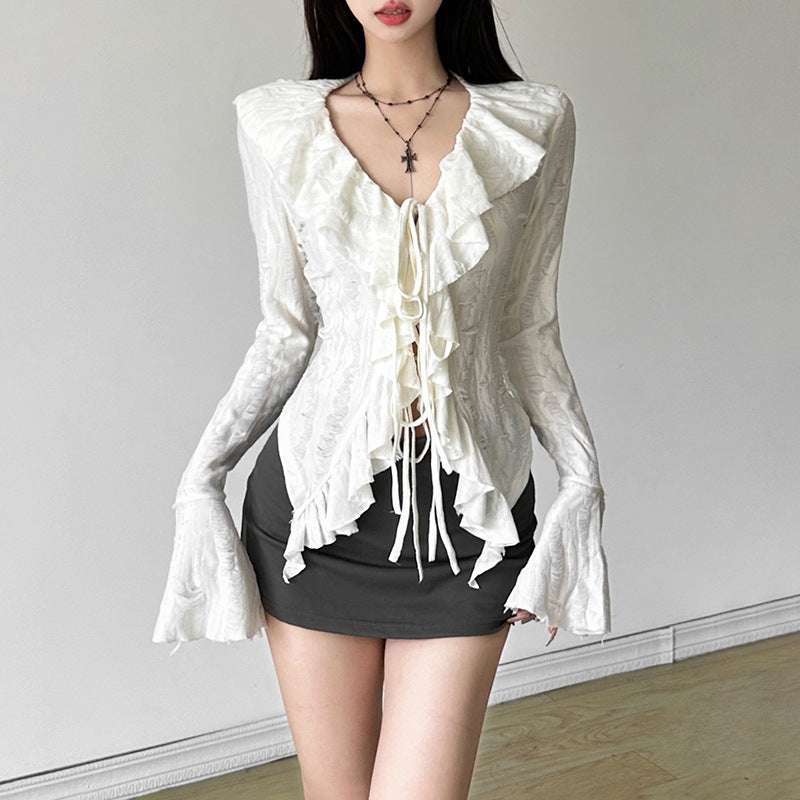 Women's Autumn Solid Color Sexy Long Sleeve Blouses