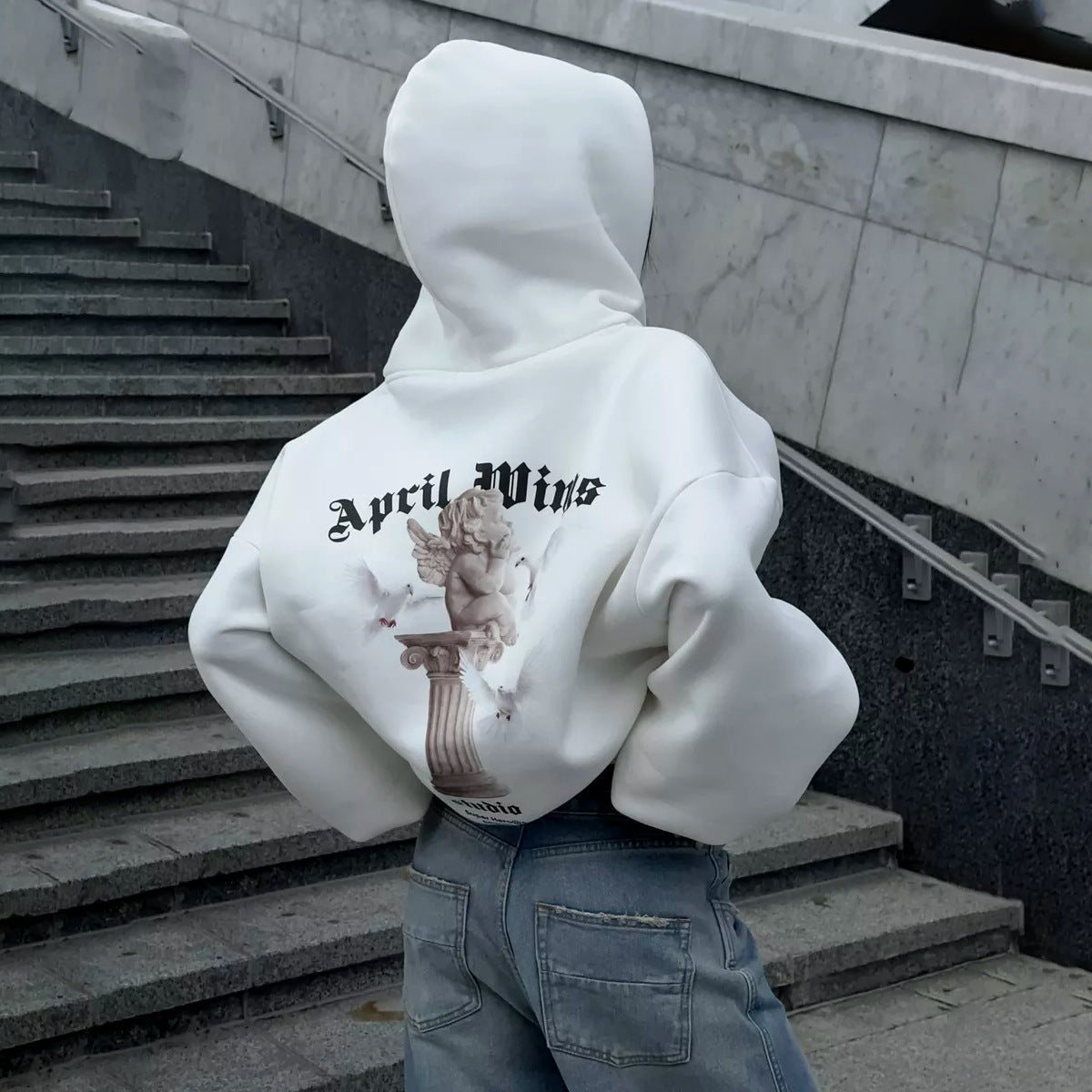 Women's Loose Personality Trendy Hot Casual Angel Print Sweaters