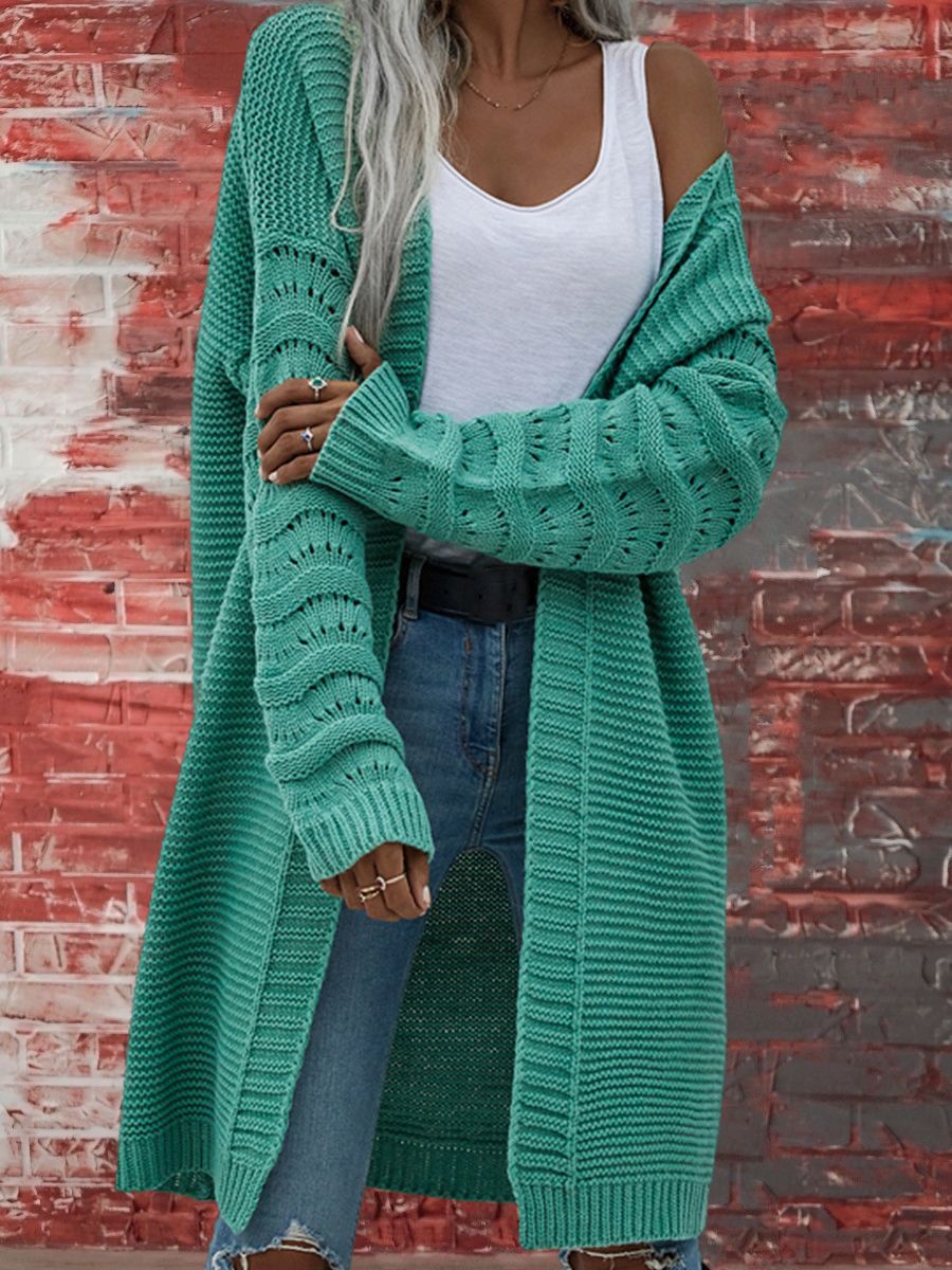 Women's Long Solid Color Knitted Mid-length Sweater
