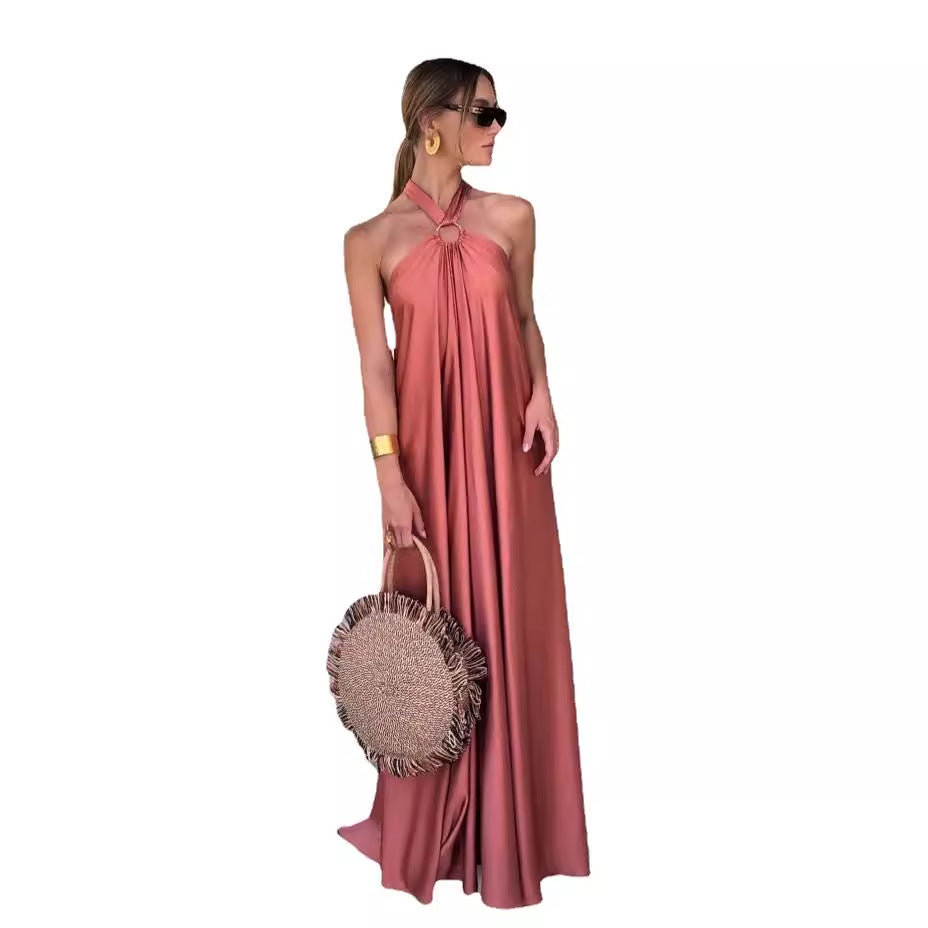 Women's Sexy Temperament Satin Sling Formal Swing Dress Dresses