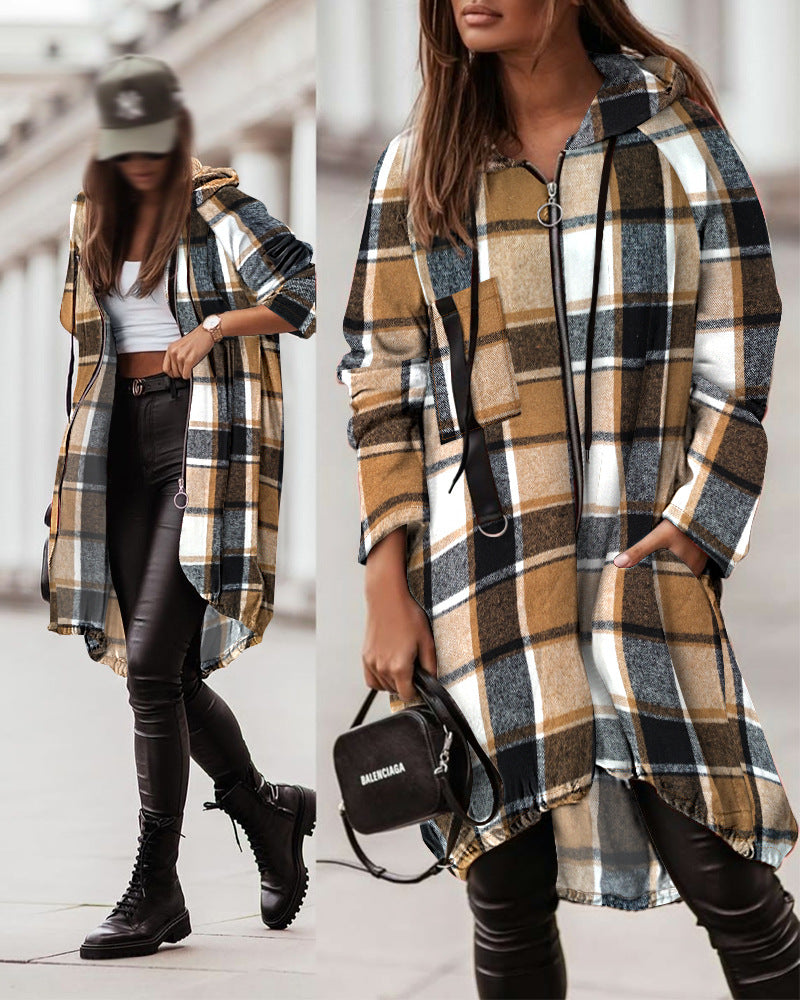Popular Unique Plaid Long Sleeve Baggy Dresses