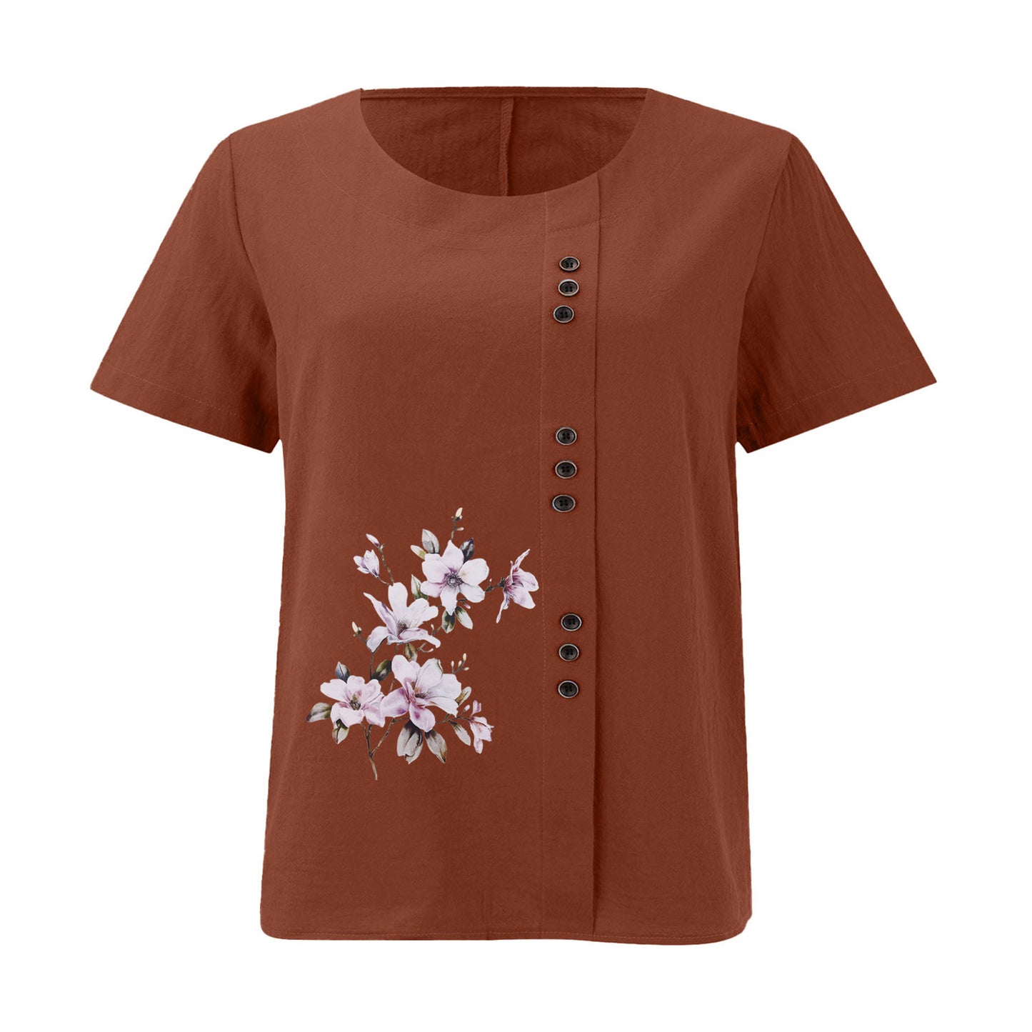 Women's Cotton Linen Retro Casual Loose Short-sleeved Blouses