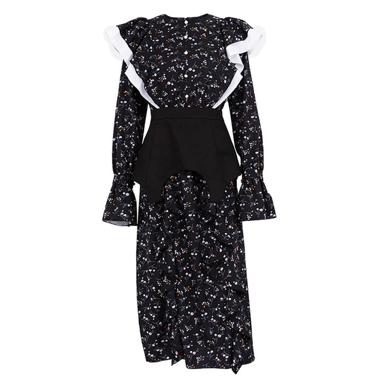 Women's Style Design Long-sleeved Dress Detachable Waist Dresses