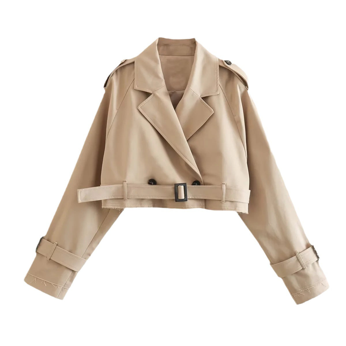 British Style Loose Cropped Long Sleeve Coats