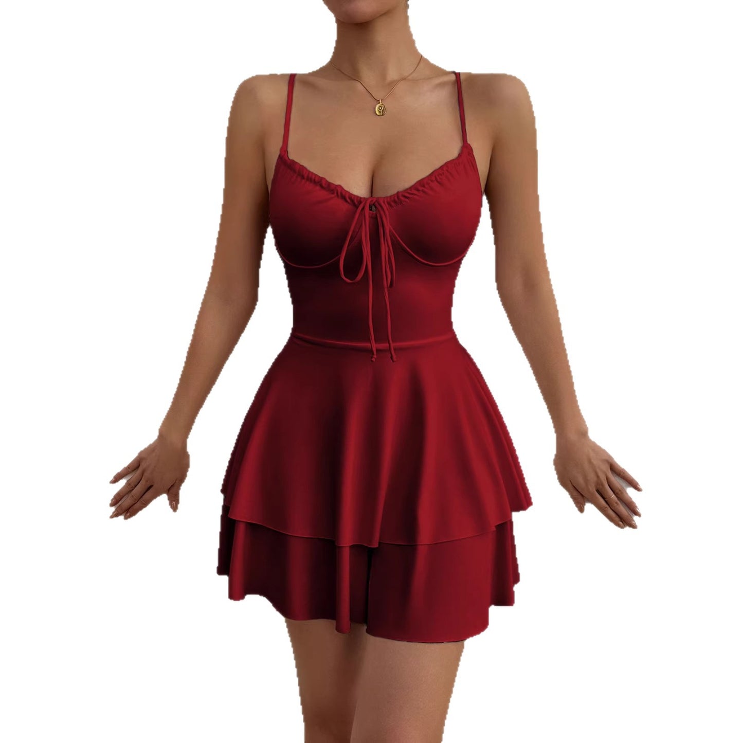 Women's Slimming Suspender Summer Solid Color Seaside Dress