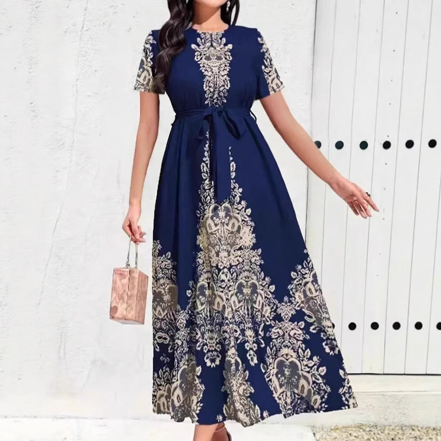 Summer Fashion Blue Printed Elegant Sleeve Shorts