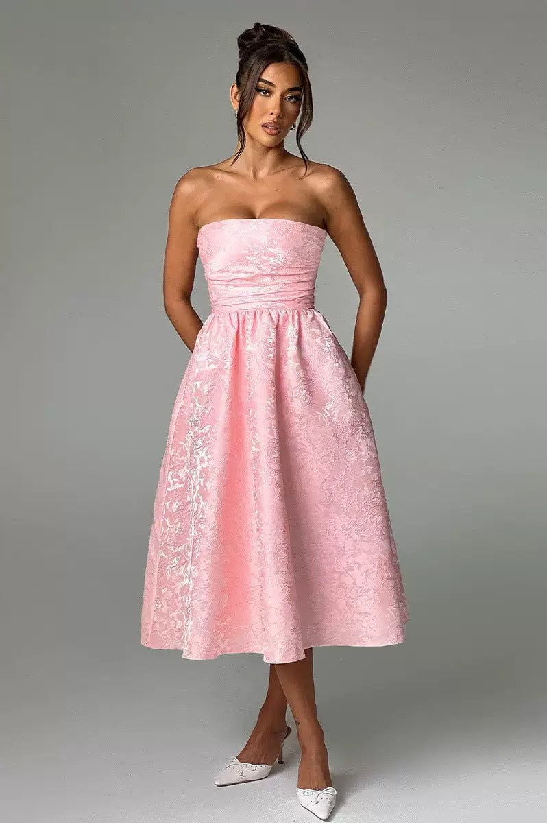 Dress Senior Elegant Jacquard Sleeveless Backless Dresses