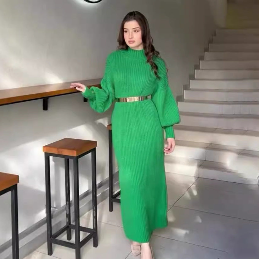 Half Turtleneck Pullover Lazy Fashion Knitted Dresses