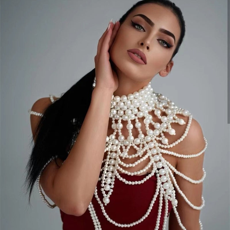 Women's Summer Sexy Pearl Halter Necklace Knitwear