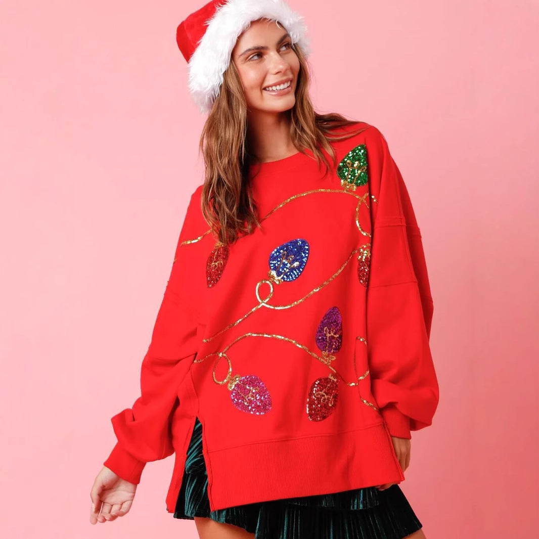 Women's Fashion Trend Sequined Long Sleeve Pullover Sweaters