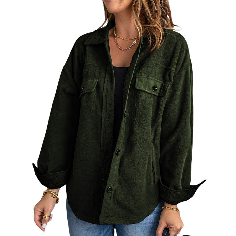 Women's Long Sleeve Clothes Lapel Loose Single-breasted Cardigans