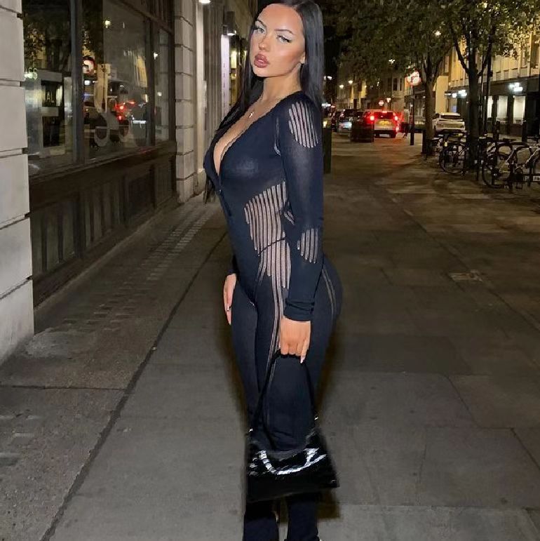 Women's Sexy Tight Trousers Fashionable Striped Knitted Sweaters