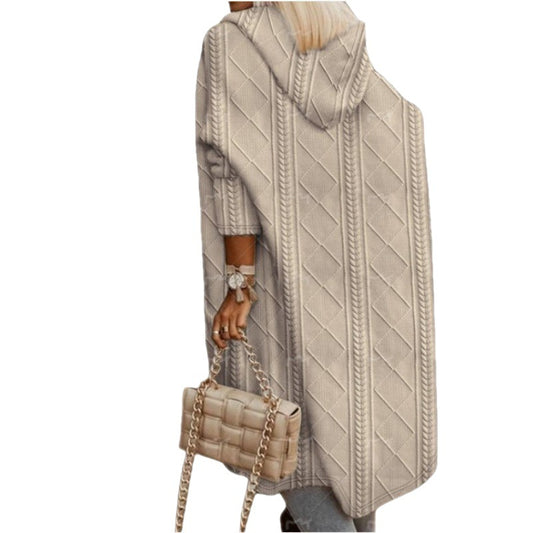 Women's Twisted Texture Hooded Mid-length Trench Coats