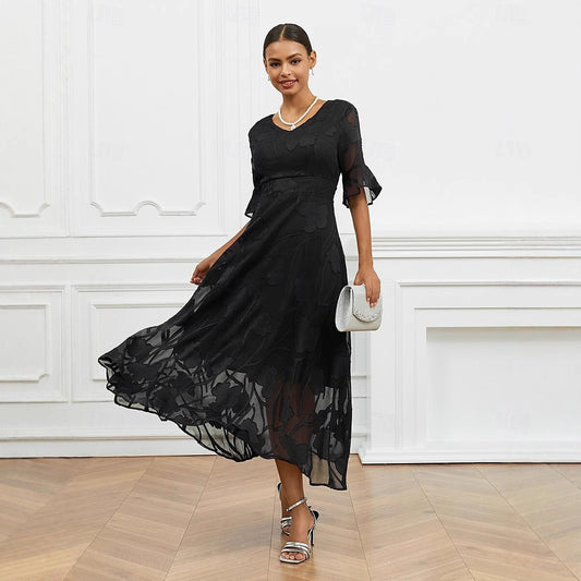 Large Swing Fashionable Elegant Collar Jacquard Dress