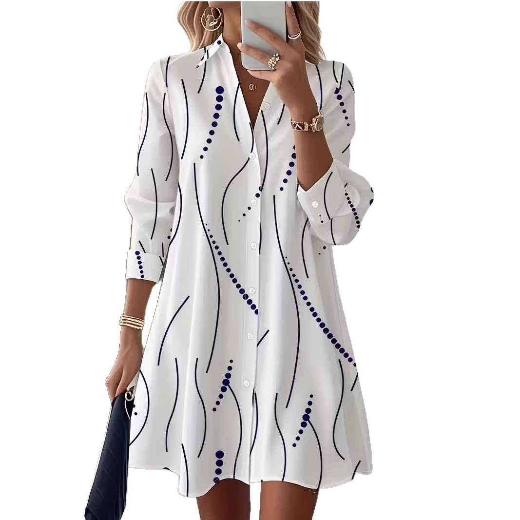 Women's Print Shirt Casual Polka Dot Elegant Dress