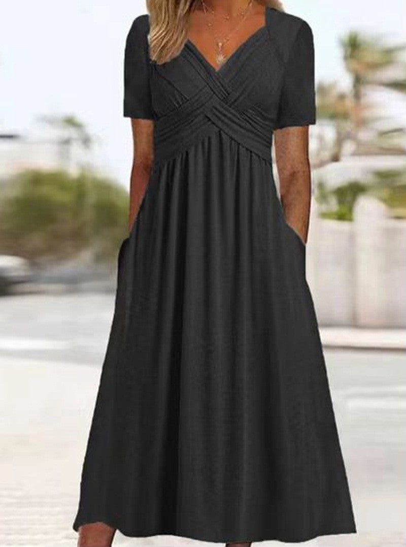 Women's Spring Personality Solid Color Sleeve Pocket Clothing