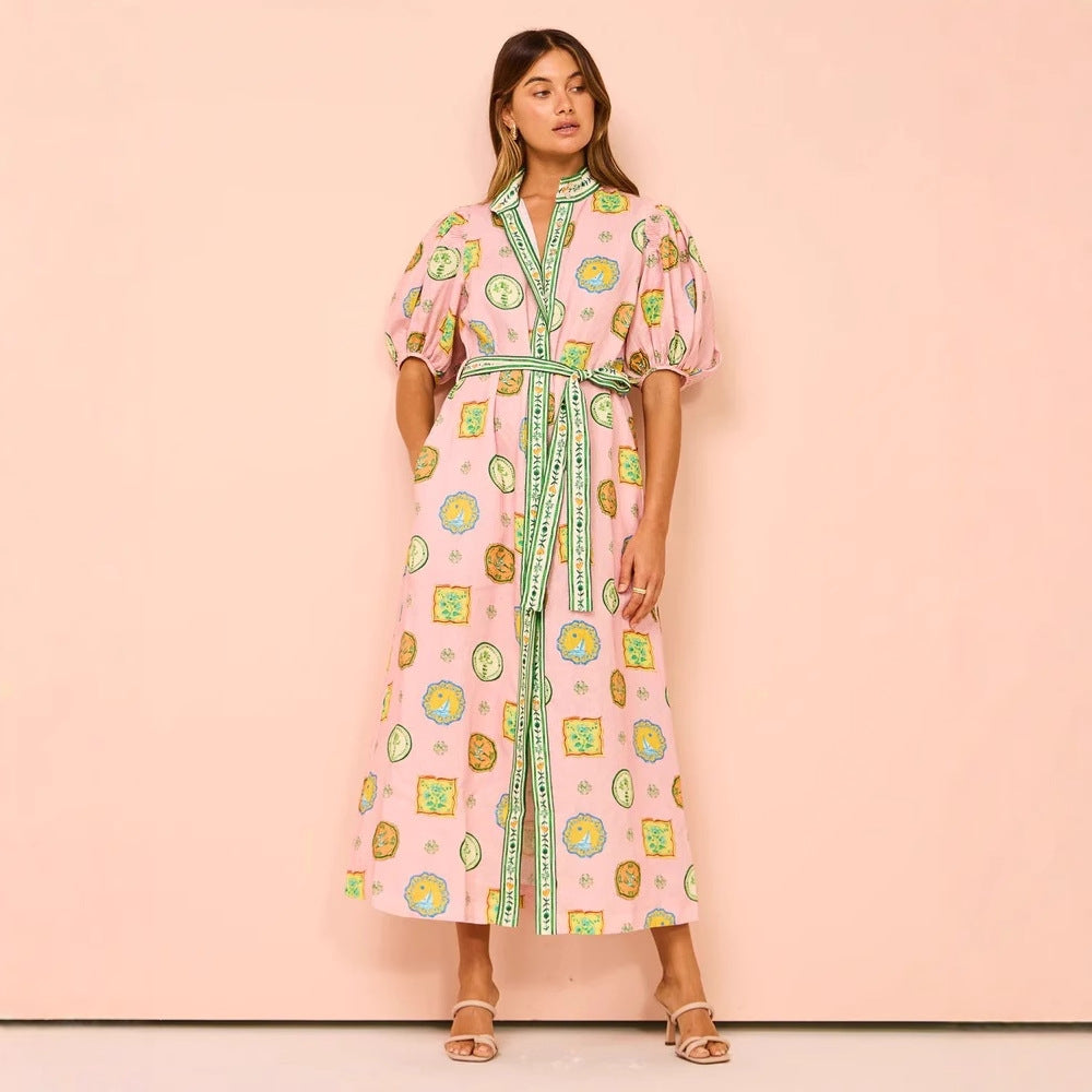 Personalized Iti Lantern Sleeve Fashion Linen Dress