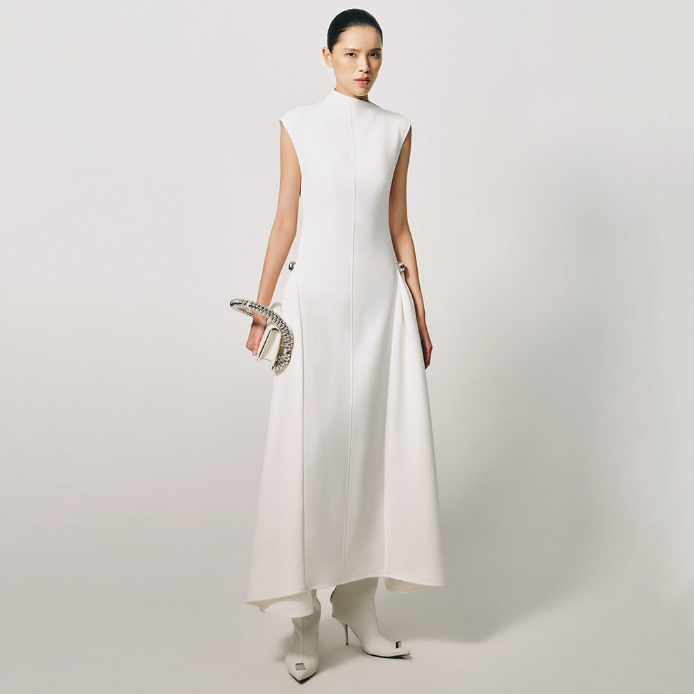 Women's Dress Simple Graceful Solid Color Round Neck Sleeveless Dresses