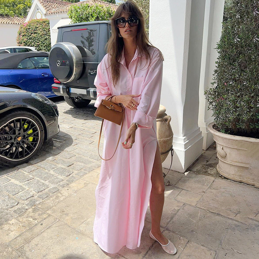 Women's Casual Fashion Lazy Loose Shirt Long Dresses